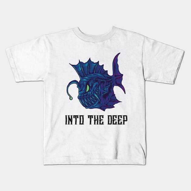 Into The Deep Anglerfish Kids T-Shirt by shipwrecked2020